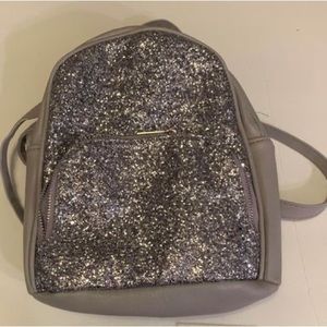 Silver glitter mini backpack